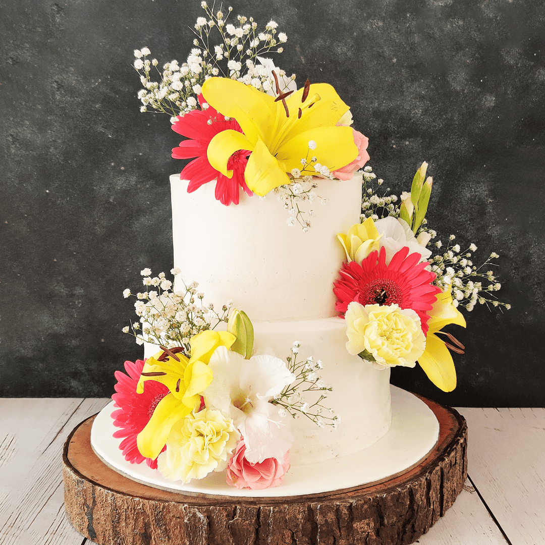 2 Tiered Spring Wedding Cake - Crave by Leena