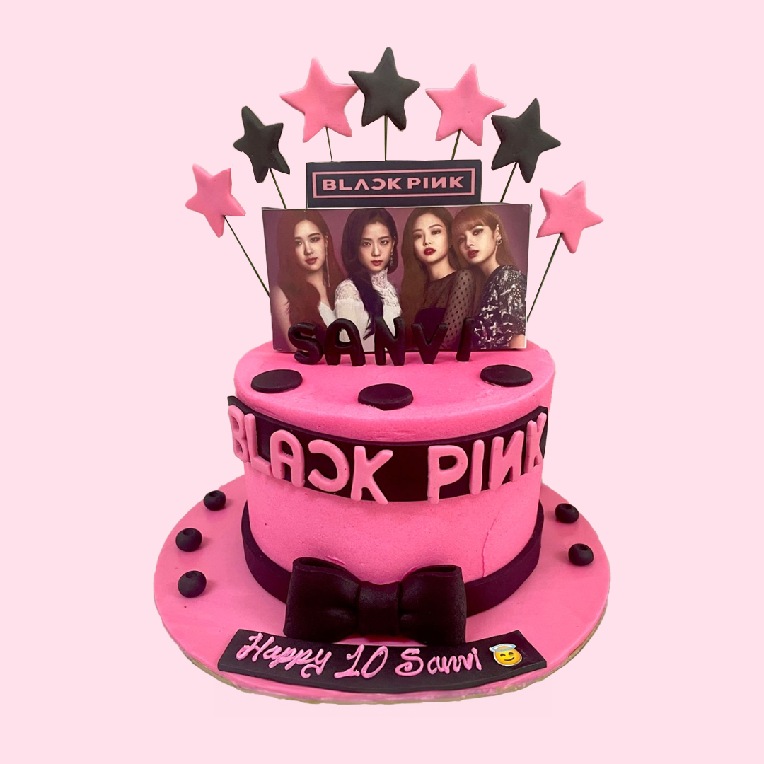 black pink cake 🍰#blackpink #blackpinkofficial #cake #cakedesign #ti