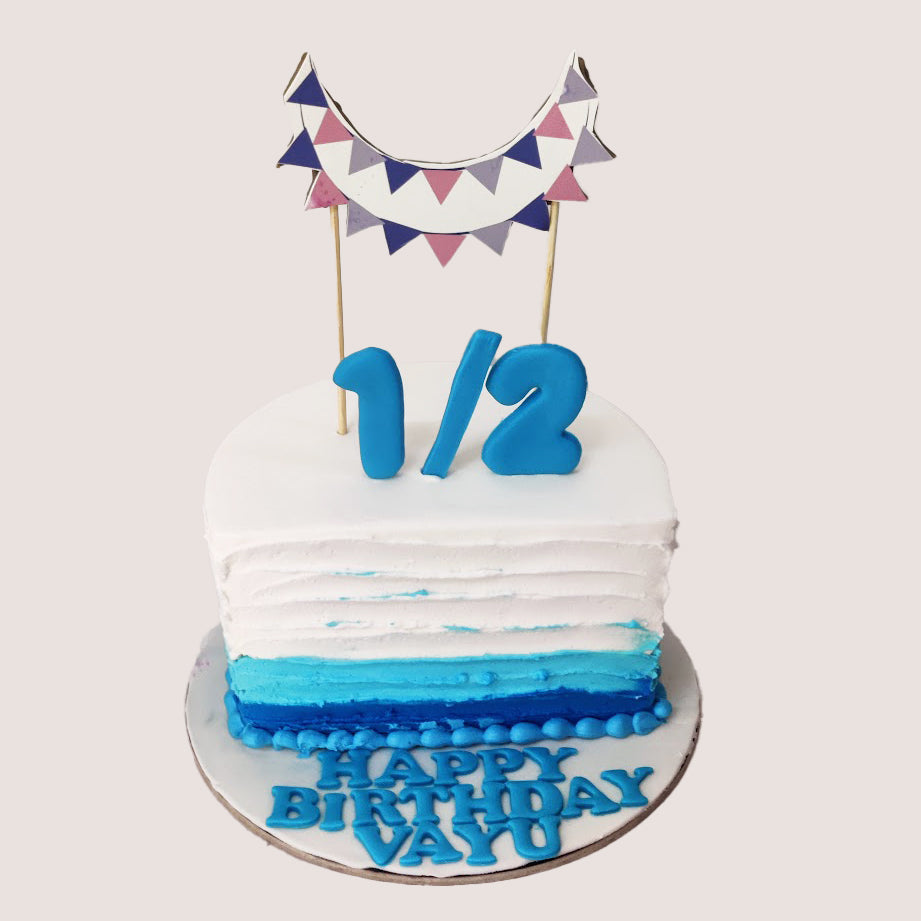 Blue and White Half cake