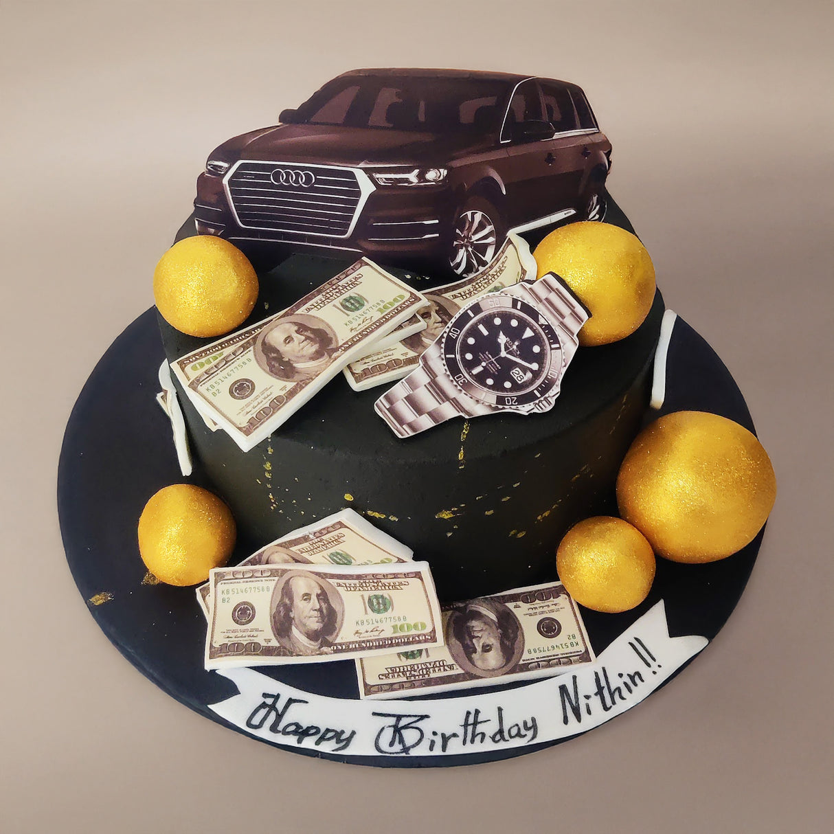 Cars & Currency Cake