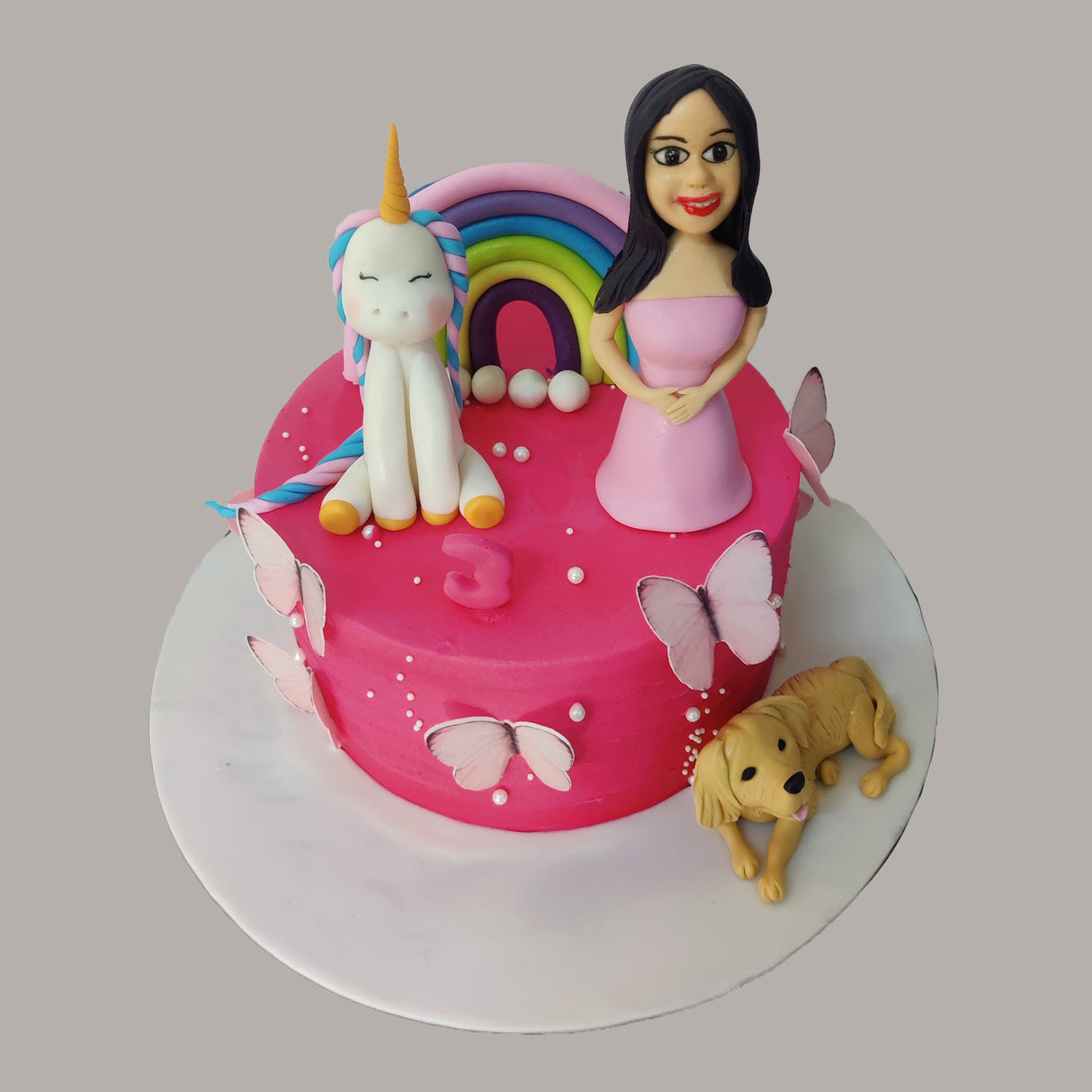 Girl and Unicorn Theme Cake