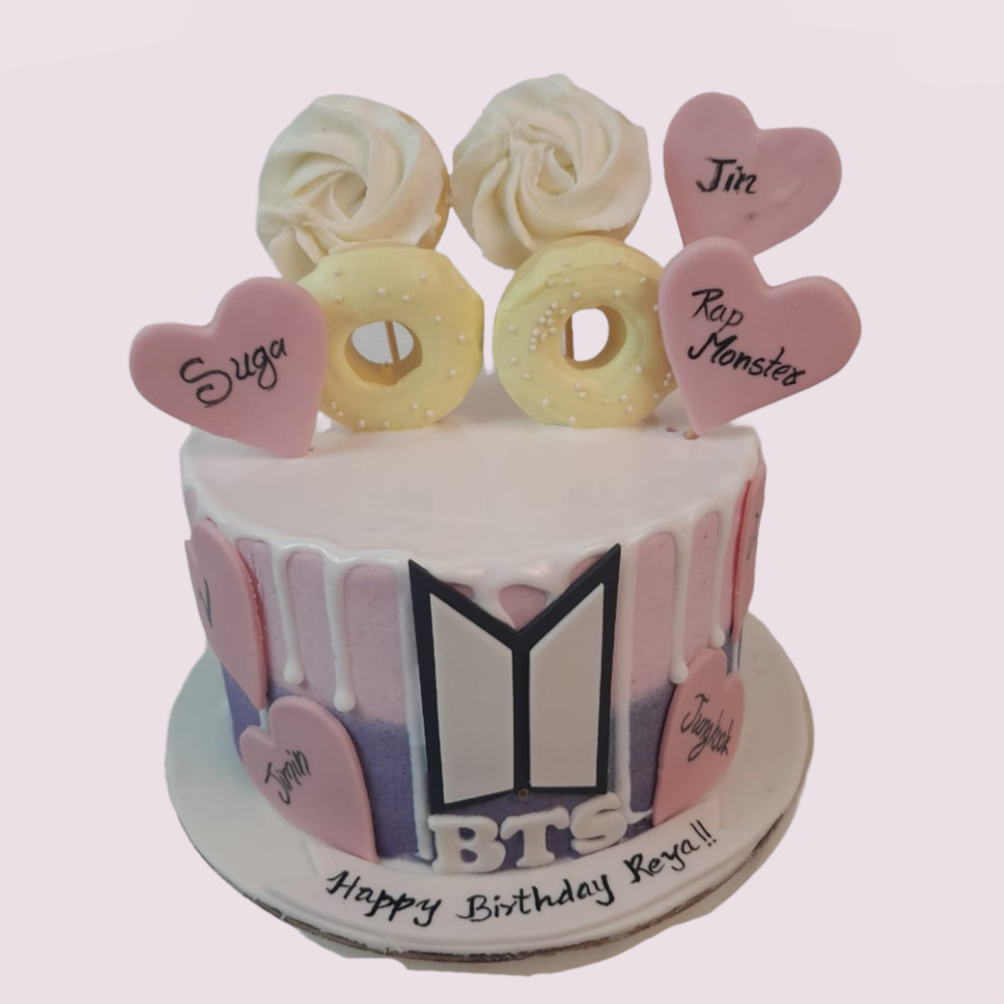 Customise BTS theme cake 1 kg 500 gm pineapple