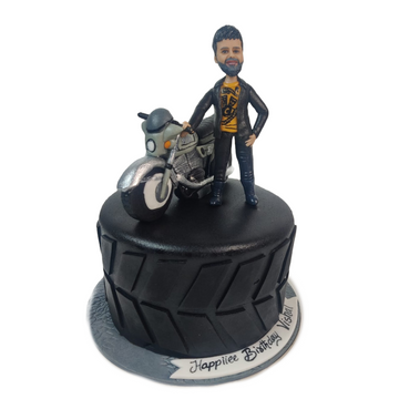 Online Royal Enfield Theme Fondant Cake Delivery in Noida