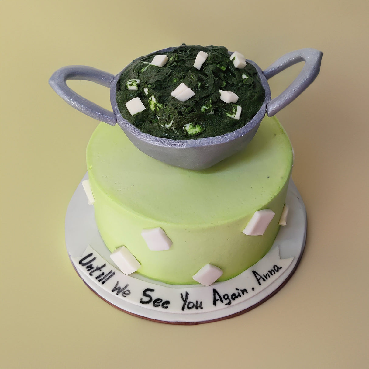 Palak Paneer Theme Cake