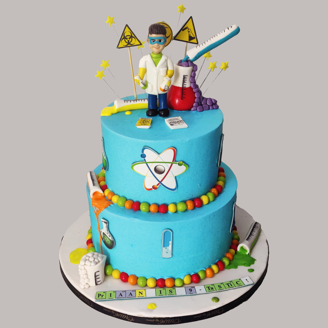 Scientist theme cake