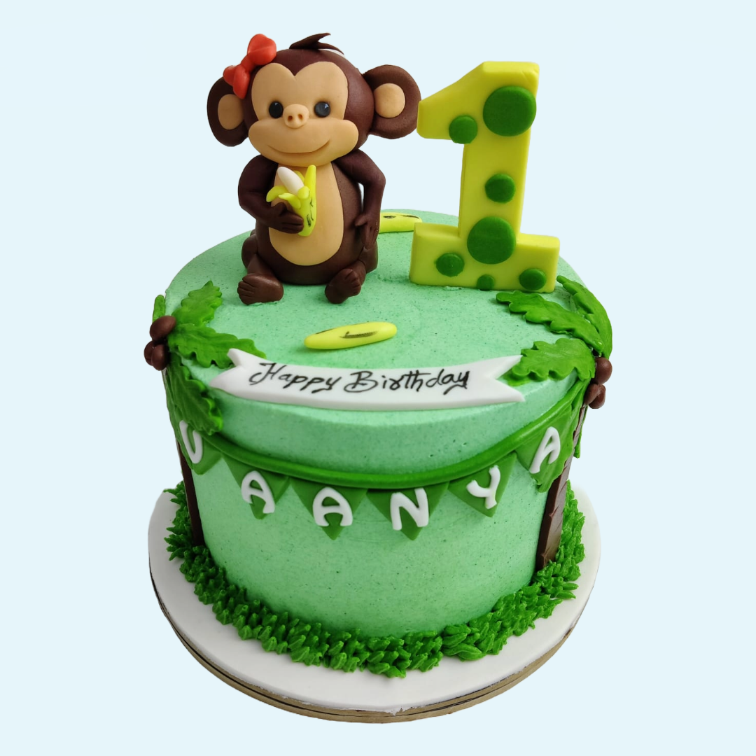 Monkey themed first birthday cake | Based on a design by Lor… | Flickr