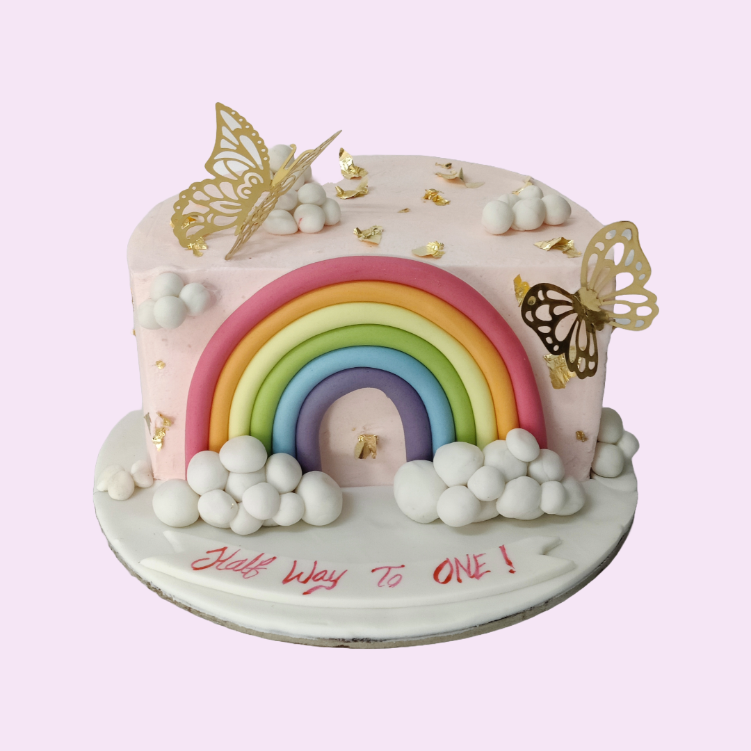 1 KG CT Rainbows over the butterfly half cake - Crave by Leena