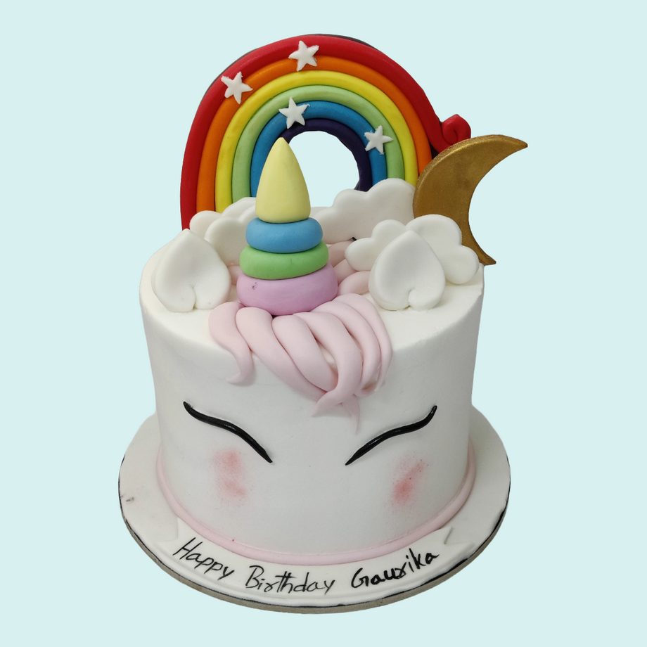 Unicorn Cake Decoration Moon Cloud Rainbow Happy Birthday Cake