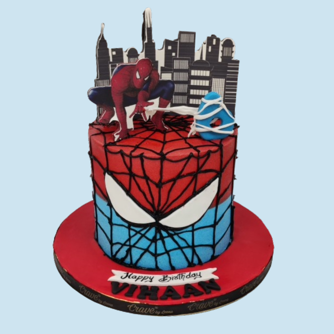 2KG WnB Ombre Red & Blue Spiderman cake - Crave by Leena