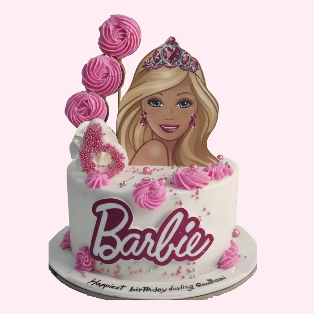 Barbie Doll Cream Cake - Cake'O'Clocks