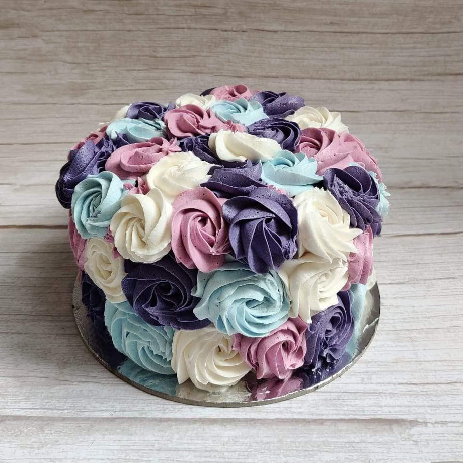 Frozen Inspired Ombre Rosette Cake