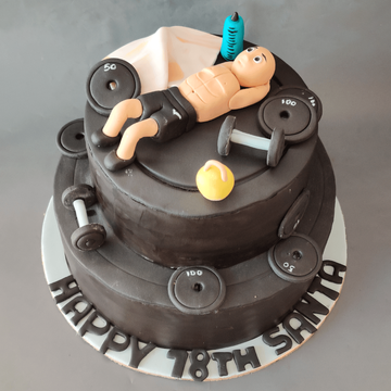 Gym workout theme cake - Decorated Cake by Sweet Mantra - CakesDecor