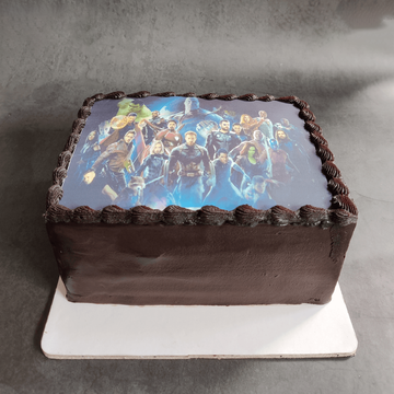 Online Avengers Logo Birthday Chocolate Cake Half kg Gift Delivery in UAE -  FNP