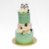 Peachy Green Floral Cake with Topper - Crave by Leena