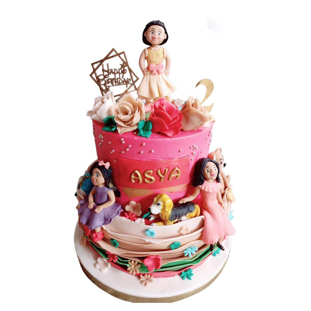 Three Girls Ruffled Cake with Topper – Crave by Leena