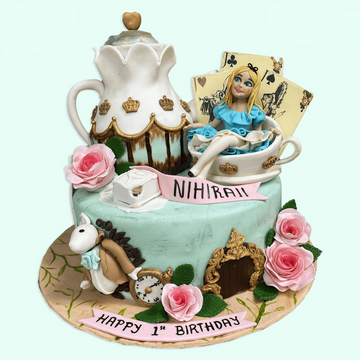 Custom Tailored Alice In Wonderland 1St Birthday Cake For A