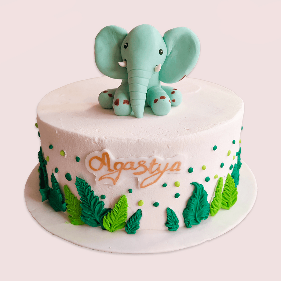 Elephant Theme Half Birthday Cake - Edible Perfections