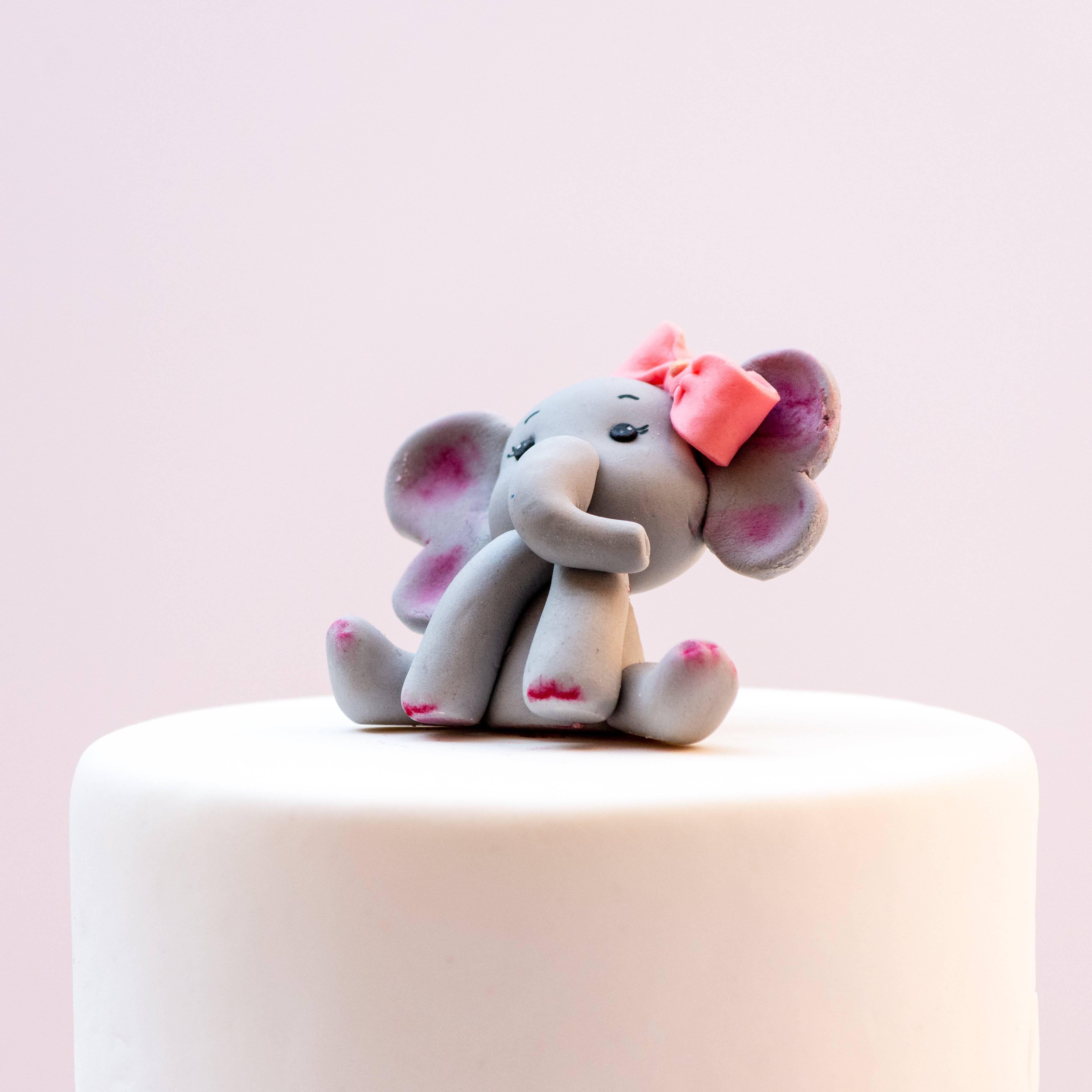 Baby Girl Elephant Cake Topper – 3 Birdies