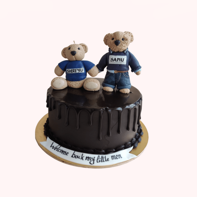 Ganache Twin Teddy Cake - Crave by Leena