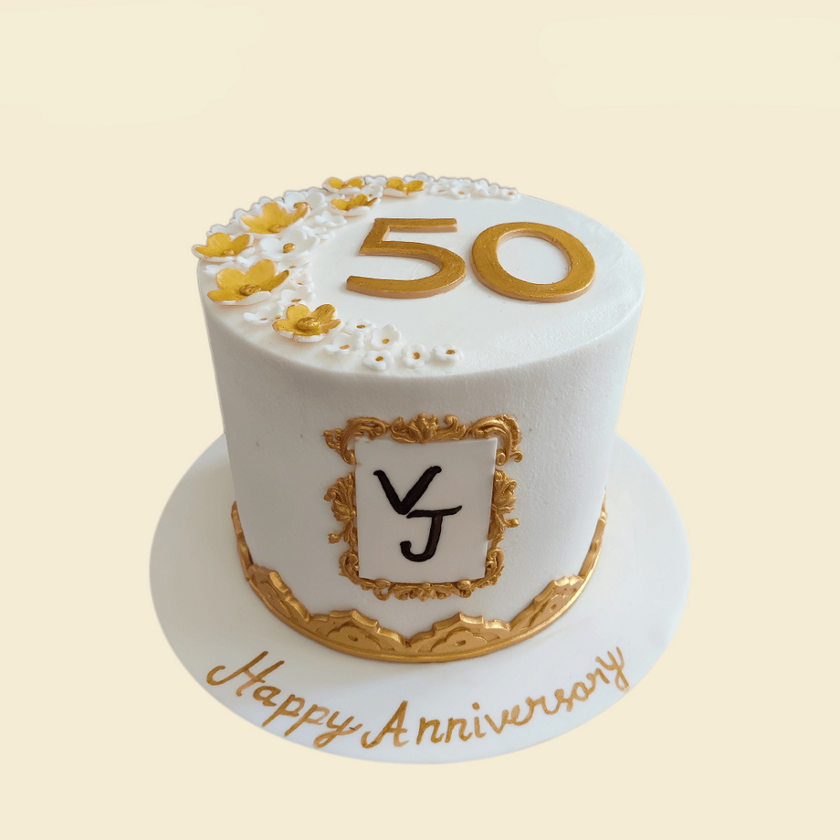 Crafty Cakes | Exeter | UK - Golden Wedding Anniversary Cake with Edible  Plaque