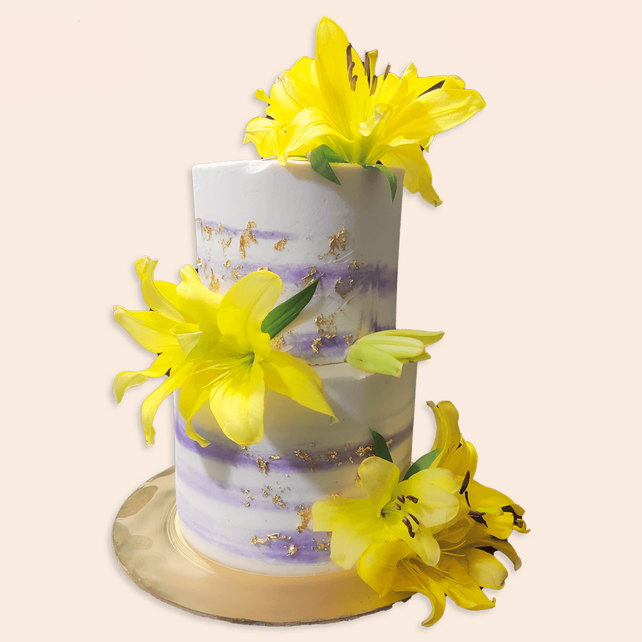 Stargazer Lily Birthday Cake | Wedding cakes with cupcakes, Stargazer lily, Lily  cake