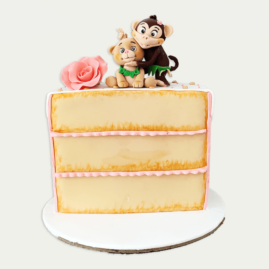 Monkey Face Birthday Cake with Kerem Beyit Inspired Design Stock  Illustration - Illustration of unreal, birthday: 293337058