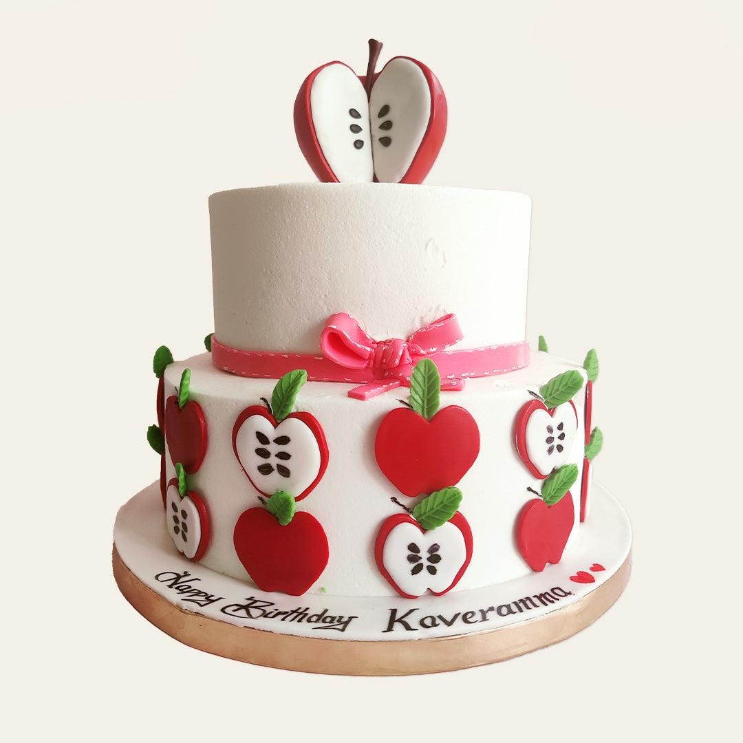 Apple might not love me but I love Apple Redvelvet Apple Cake design by  Chef Anwar | Cake, 1st birthday cakes, Cake tins